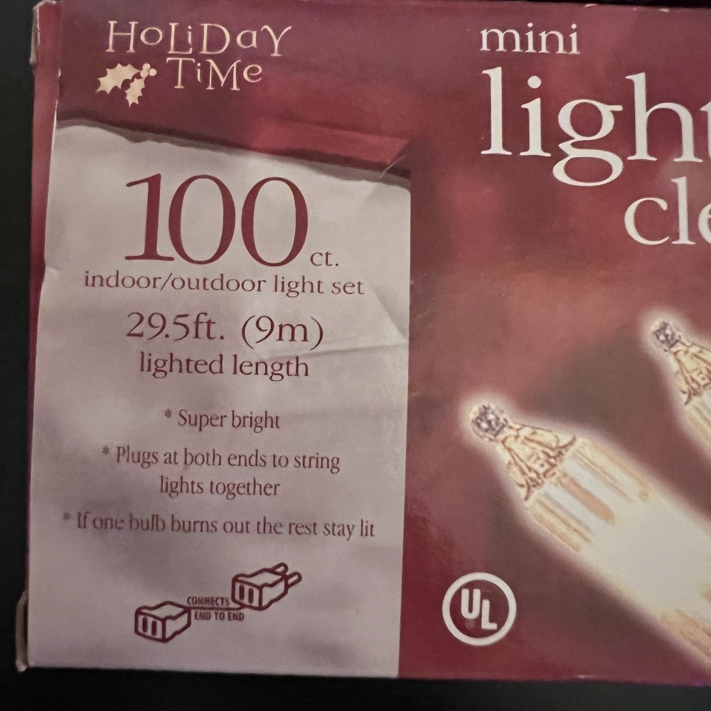 Lot of 2 Holiday Time Mini Lights Clear 100ct‎ 29.5 ft Indoor Outdoor - Picture 3 of 4